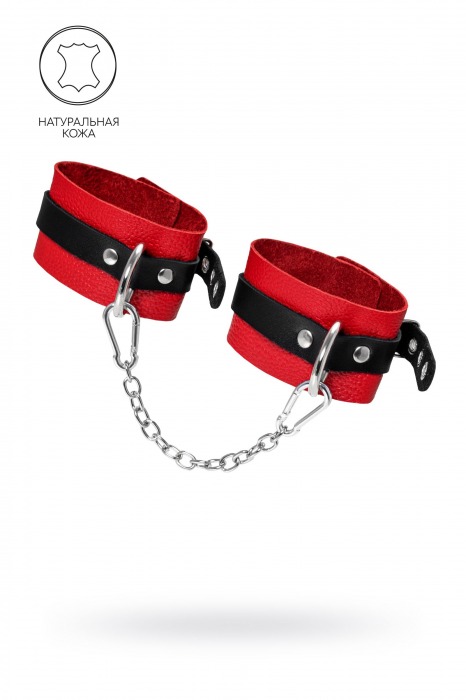 Красно-черные мягкие оковы с одним ремешком и люверсами - Pecado - купить с доставкой в Домодедово