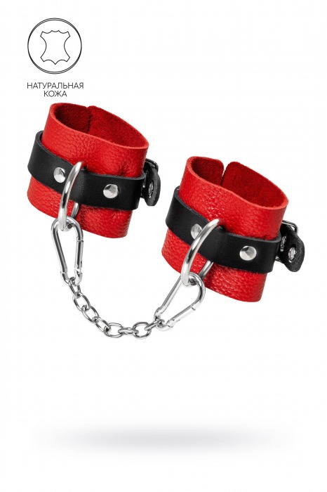 Красно-черные мягкие наручники с одним ремешком с люверсами - Pecado - купить с доставкой в Домодедово