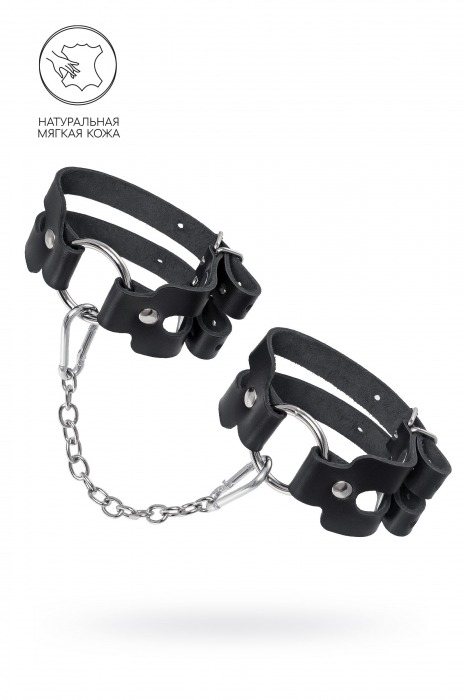 Черные кожаные оковы из двух ремешков - Pecado - купить с доставкой в Домодедово