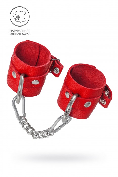 Красные мягкие кожаные наручники с люверсами - Pecado - купить с доставкой в Домодедово