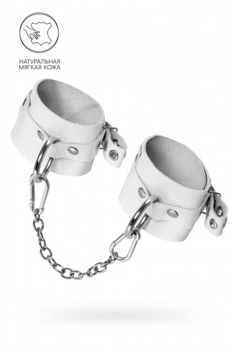 Белые мягкие кожаные оковы с люверсами - Pecado - купить с доставкой в Домодедово