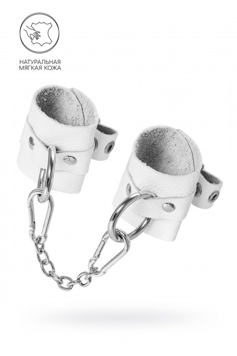 Белые мягкие кожаные наручники с люверсами - Pecado - купить с доставкой в Домодедово