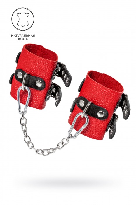 Красно-черные мягкие наручники с двумя ремешками с люверсами - Pecado - купить с доставкой в Домодедово
