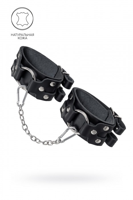 Черные кожаные оковы с двумя ремешками - Pecado - купить с доставкой в Домодедово