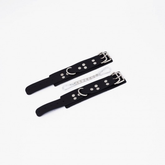 Черные кожаные наручники с регулируемыми ремешками - Crazy Handmade - купить с доставкой в Домодедово