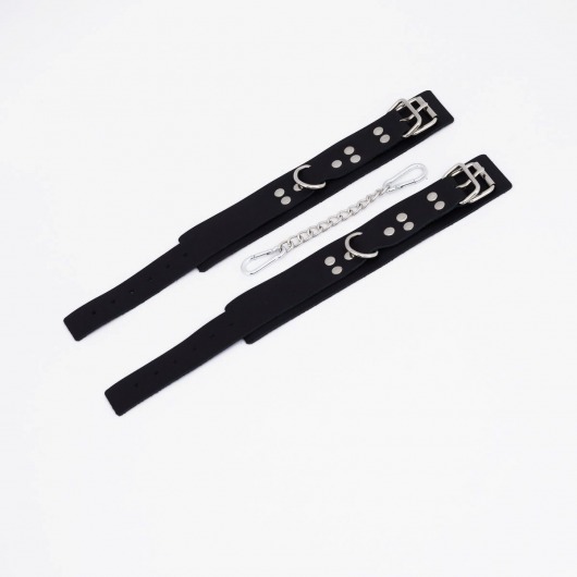 Черные кожаные оковы с регулируемыми ремешками - Crazy Handmade - купить с доставкой в Домодедово