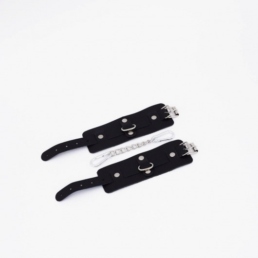 Черные кожаные наручники с хромированной фурнитурой - Crazy Handmade - купить с доставкой в Домодедово