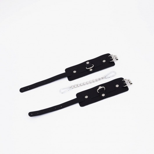 Черные кожаные оковы с хромированной фурнитурой - Crazy Handmade - купить с доставкой в Домодедово