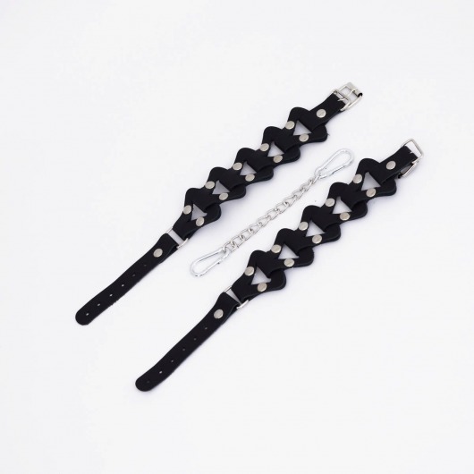 Черные кожаные наручники из звеньев - Crazy Handmade - купить с доставкой в Домодедово