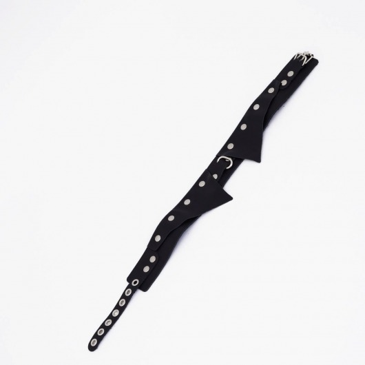 Черный однослойный кожаный ошейник с имитацией воротничка - Crazy Handmade - купить с доставкой в Домодедово