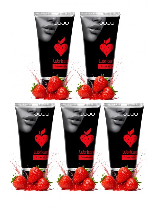 Набор из 5 съедобных лубрикантов JUJU со вкусом клубники - JuJu - купить с доставкой в Домодедово