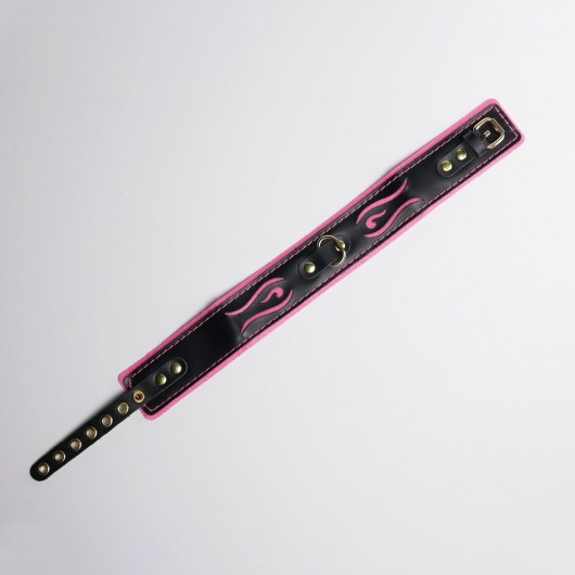 Черно-розовый ошейник с золотистой фурнитурой - Crazy Handmade - купить с доставкой в Домодедово