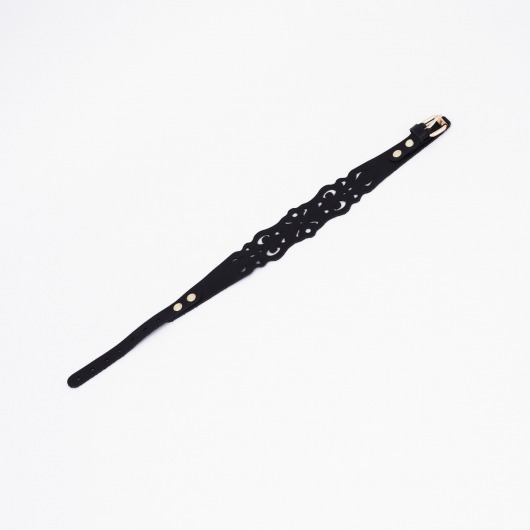 Черный ажурный чокер с золотистой фурнитурой - Crazy Handmade - купить с доставкой в Домодедово