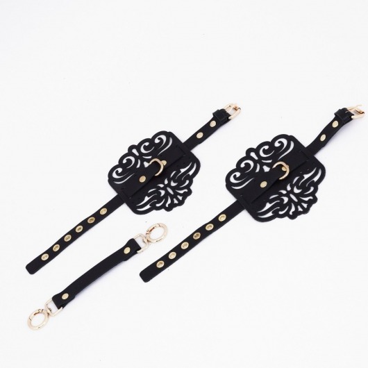 Черный фигурные оковы с золотистой фурнитурой - Crazy Handmade - купить с доставкой в Домодедово