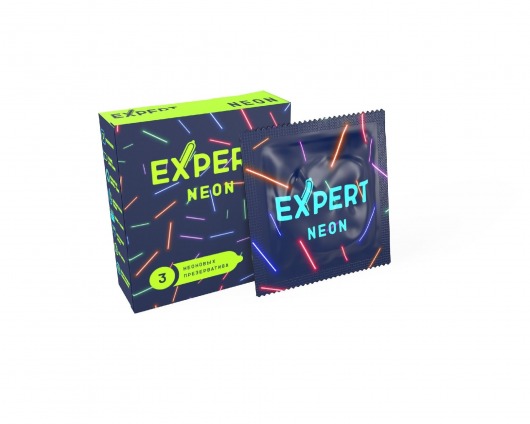 Светящиеся в темноте презервативы Expert Neon - 3 шт. - Expert - купить с доставкой в Домодедово