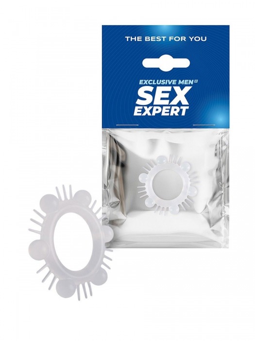 Эластичное эрекционное кольцо с шипиками и шариками - Sex Expert - в Домодедово купить с доставкой