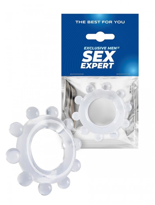 Прозрачное эрекционное кольцо со стимулирующими шариками - Sex Expert - в Домодедово купить с доставкой