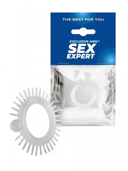 Эластичное эрекционное кольцо с шипиками и шариком - Sex Expert - в Домодедово купить с доставкой
