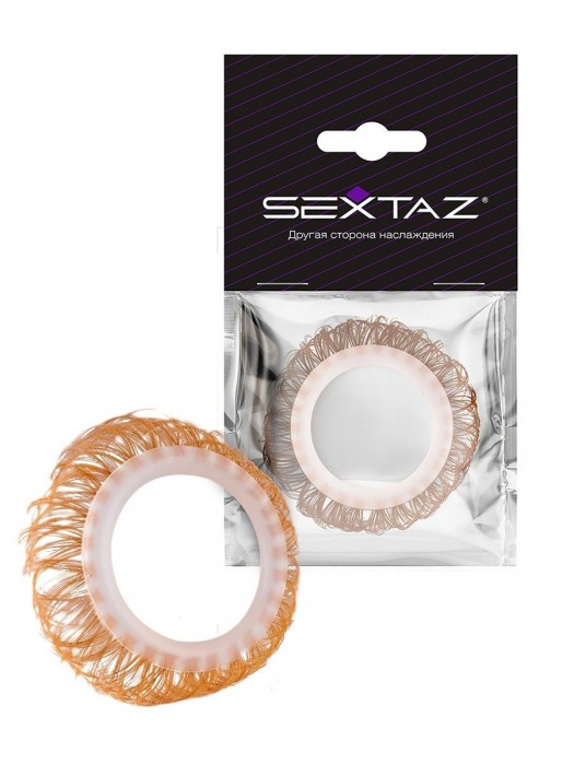 Эрекционное кольцо с бежевыми «ресничками» - Sextaz - в Домодедово купить с доставкой