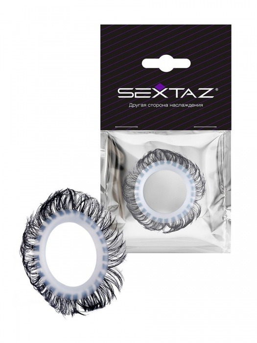 Эластичное эрекционное колечко с черными «ресничками» - Sextaz - в Домодедово купить с доставкой