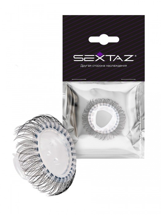 Эластичное эрекционное кольцо с длинными черными «ресничками» - Sextaz - в Домодедово купить с доставкой