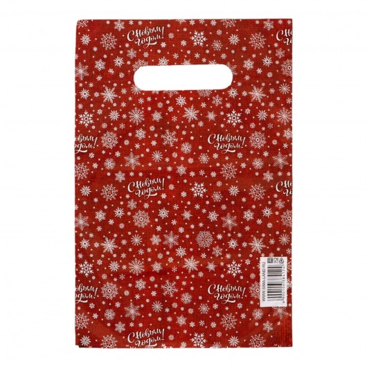 Красный подарочный новогодний пакет с вырубной ручкой (20х30 см) - Сима-Ленд - купить с доставкой в Домодедово