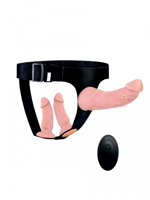 Женский страпон с 3 насадками и вибрацией - Erowoman-Eroman - купить с доставкой в Домодедово