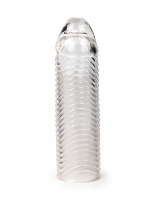 Прозрачная закрытая насадка на пенис с ребрышками - 16 см. - Sex Expert - в Домодедово купить с доставкой