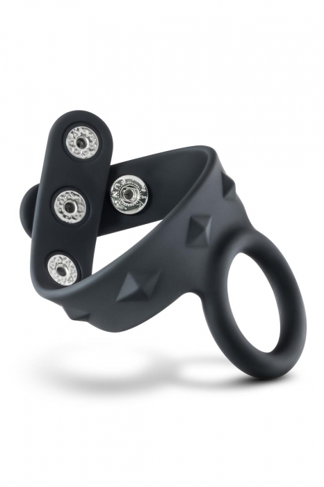 Черное эрекционное кольцо с подхватом мошонки на кнопках VS6 - Blush Novelties - в Домодедово купить с доставкой