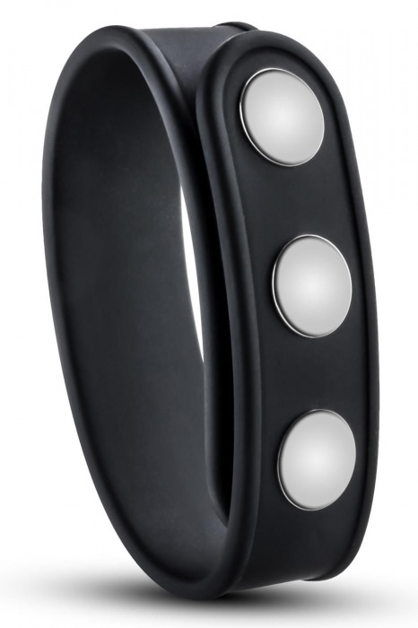 Черное эрекционное кольцо на кнопках - Blush Novelties - в Домодедово купить с доставкой