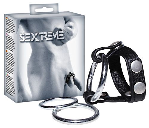 Подхват для мошонки с 3 съемными эрекционными кольцами Leder-Riemen - Orion - в Домодедово купить с доставкой