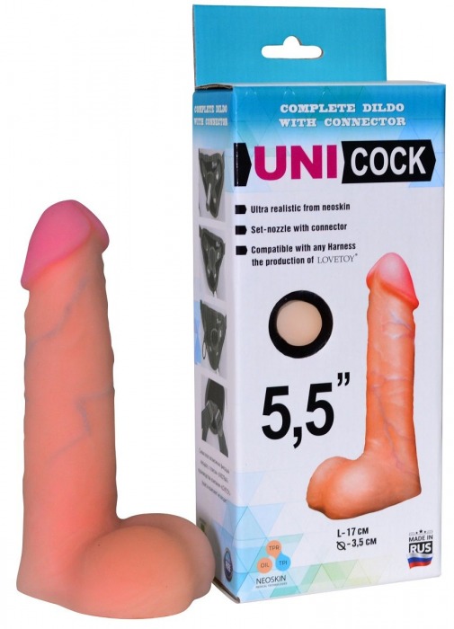 Фаллическая насадка Харнесс UNICOCK 5,5  - 17 см. - LOVETOY (А-Полимер) - купить с доставкой в Домодедово