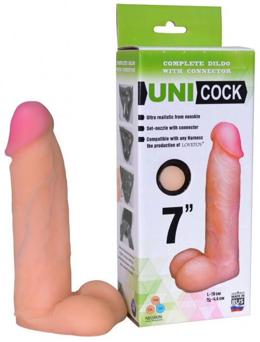 Фаллическая насадка Харнесс UNICOCK 7  - 19 см. - LOVETOY (А-Полимер) - купить с доставкой в Домодедово