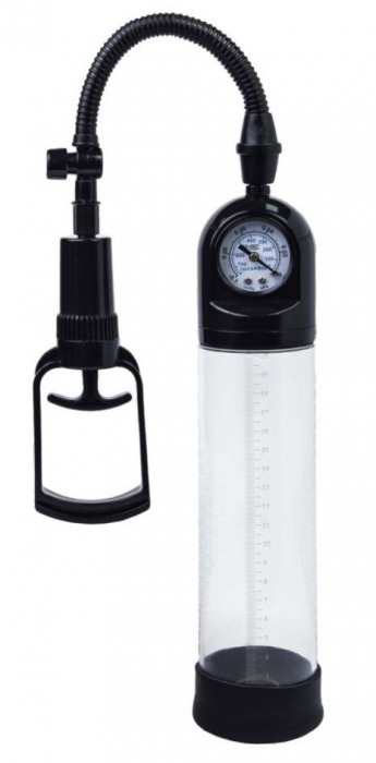 Чёрная вакуумная помпа A-toys с манометром и прозрачной колбой - A-toys - в Домодедово купить с доставкой