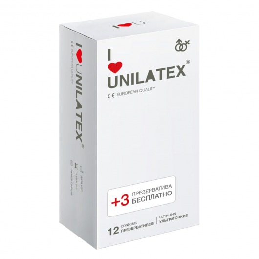 Ультратонкие презервативы Unilatex Ultra Thin - 12 шт. + 3 шт. в подарок - Unilatex - купить с доставкой в Домодедово