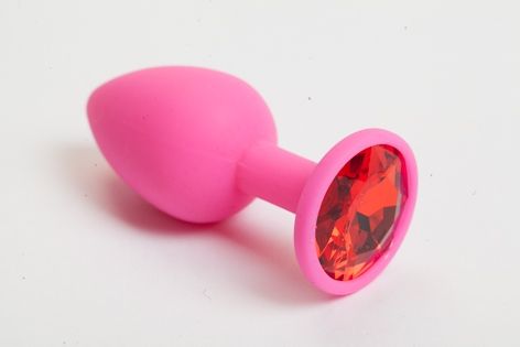 Розовая анальная пробка с красным кристаллом - 9,5 см. - 4sexdreaM - купить с доставкой в Домодедово