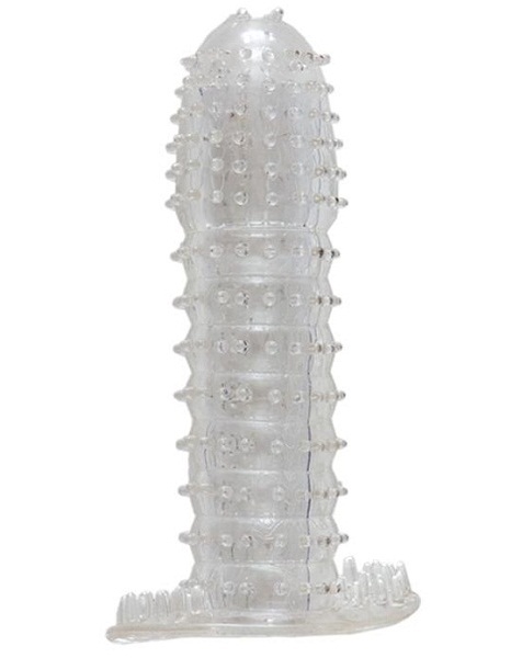 Гелевая прозрачная насадка c шипами - 12 см. - Toyfa Basic - в Домодедово купить с доставкой