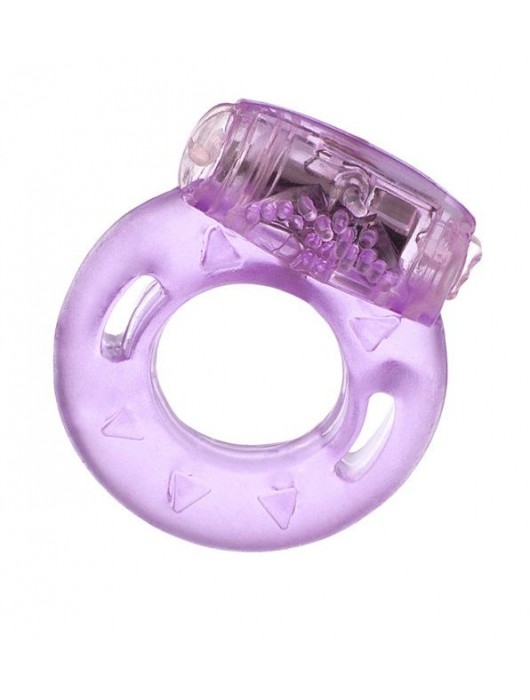 Фиолетовое эрекционное кольцо с виброэлементом в верхней части - Toyfa Basic - в Домодедово купить с доставкой