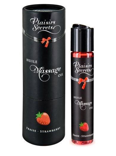 Массажное масло с ароматом клубники Huile de Massage Gourmande Fraise des Bois - 59 мл. - Plaisir Secret - купить с доставкой в Домодедово