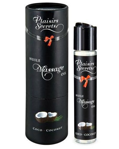 Массажное масло с ароматом кокоса Huile de Massage Gourmande Coco - 59 мл. - Plaisir Secret - купить с доставкой в Домодедово