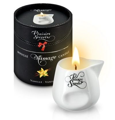 Массажная свеча с ароматом ванили Bougie Massage Gourmande Vanille - 80 мл. - Plaisir Secret - купить с доставкой в Домодедово