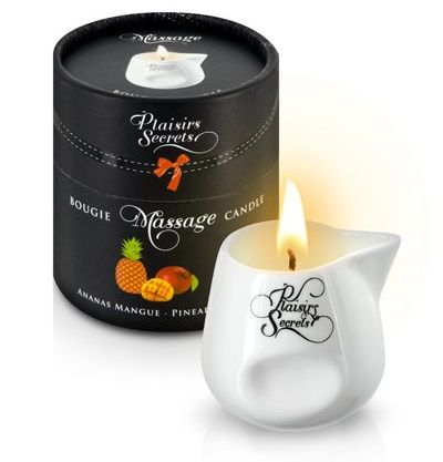 Массажная свеча с ароматом манго и ананаса Bougie de Massage Ananas Mangue - 80 мл. - Plaisir Secret - купить с доставкой в Домодедово
