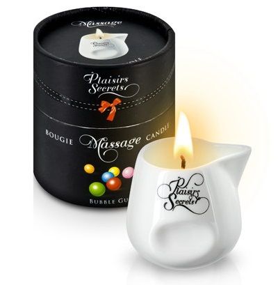 Массажная свеча с ароматом бубль-гума Bougie de Massage Gourmande Bubble Gum - 80 мл. - Plaisir Secret - купить с доставкой в Домодедово