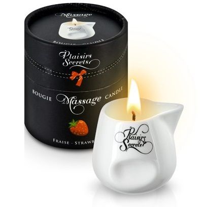 Массажная свеча с ароматом клубники Bougie de Massage Gourmande Fraise - 80 мл. - Plaisir Secret - купить с доставкой в Домодедово