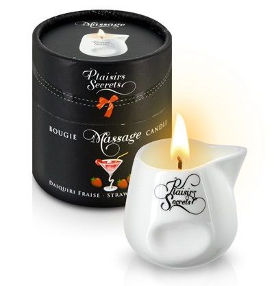 Массажная свеча с ароматом клубничного дайкири Bougie de Massage Daikiri Fraise - 80 мл. - Plaisir Secret - купить с доставкой в Домодедово