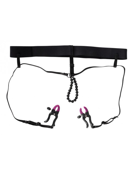 Трусики с зажимами для половых губ и бусинками для массажа промежности - Orion - купить с доставкой в Домодедово