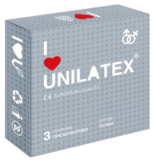 Презервативы с точками Unilatex Dotted - 3 шт. - Unilatex - купить с доставкой в Домодедово