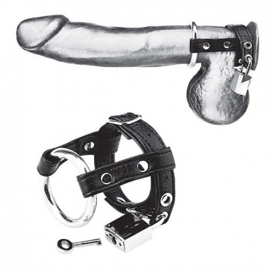 Утяжка на пенис на замочке Duo Cock And Ball Lock - BlueLine - купить с доставкой в Домодедово