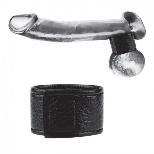 Чёрная утяжка на мошонку 1  Velcro Ball Stretcher - BlueLine - купить с доставкой в Домодедово