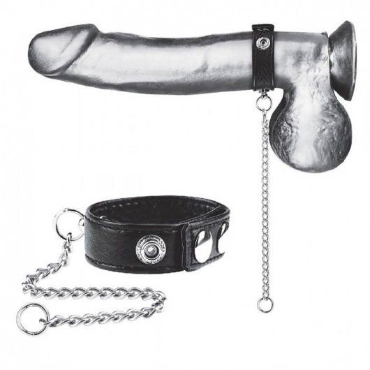 Утяжка на пенис с поводком Snap Cock Ring With 12  Leash - BlueLine - купить с доставкой в Домодедово